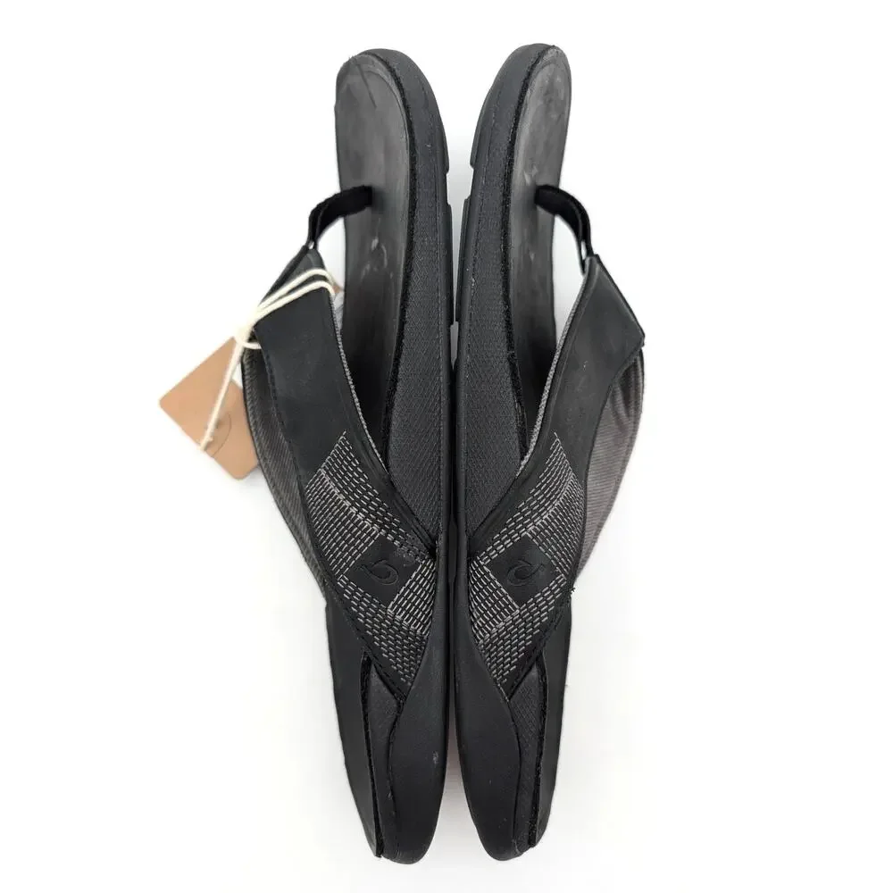 OluKai Tuahine Waterproof Flip Flop Sandals Open Toe Men's Black Size USM13 EU46